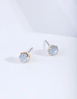 Gold Four Claw Opalised Stud Earrings