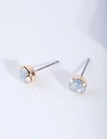 Gold Four Claw Opalised Stud Earrings