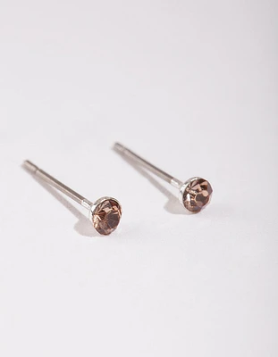 Silver Mini Dia Stud Earrings