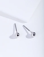 Rhodium Mini Plain Ball Stud Earrings