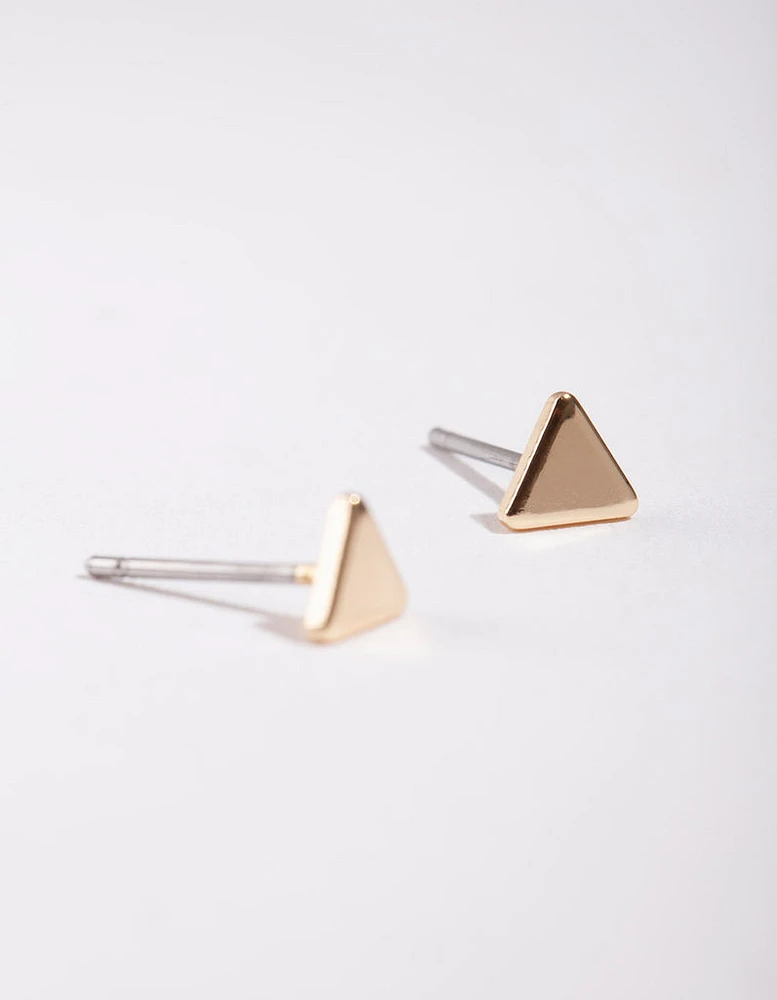 Gold Mini Triangle Stud Earrings