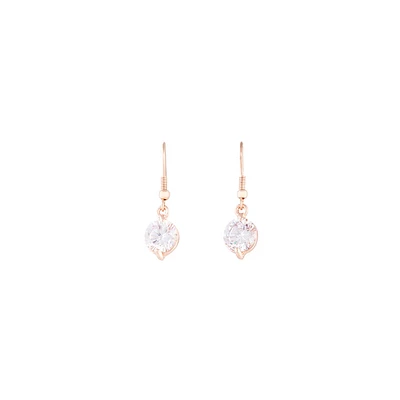 Rose Gold Hook Round Diamante Earrings