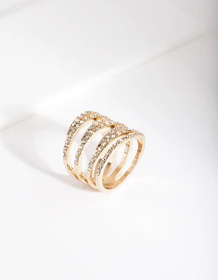 Gold Diamante Zig Zag Ring