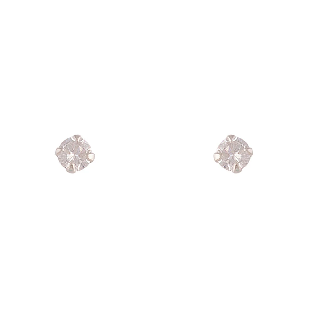 Sterling Silver Cubic Zirconia Round 4mm Stud Earrings