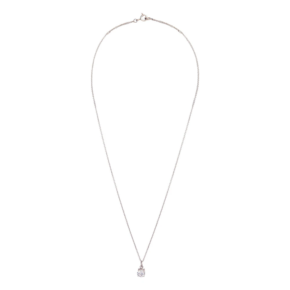 Sterling Silver Rhodium Plated Cubic Zirconia Necklace