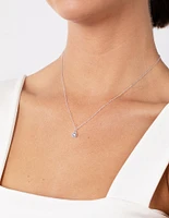 Sterling Silver Rhodium Plated Cubic Zirconia Necklace