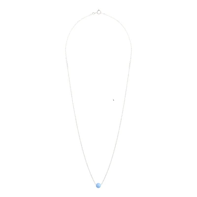 Sterling Silver Opalised Blue Bead Necklace