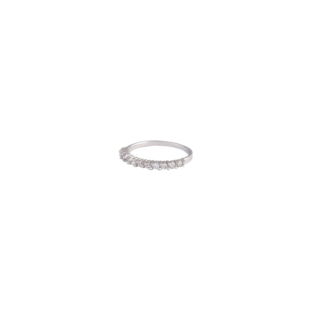 Sterling Silver Diamante Half Pave Ring