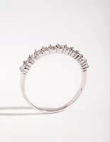 Sterling Silver Diamante Half Pave Ring