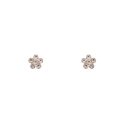 Sterling Silver Mini Diamante Flower Stud Earrings