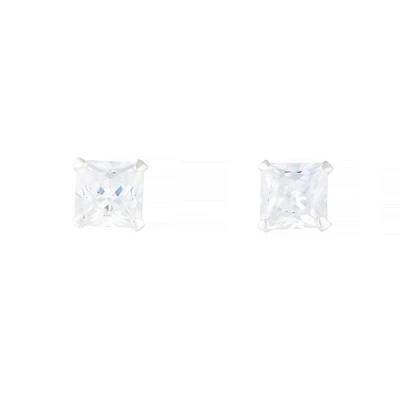 Sterling Silver Square CZ Stud