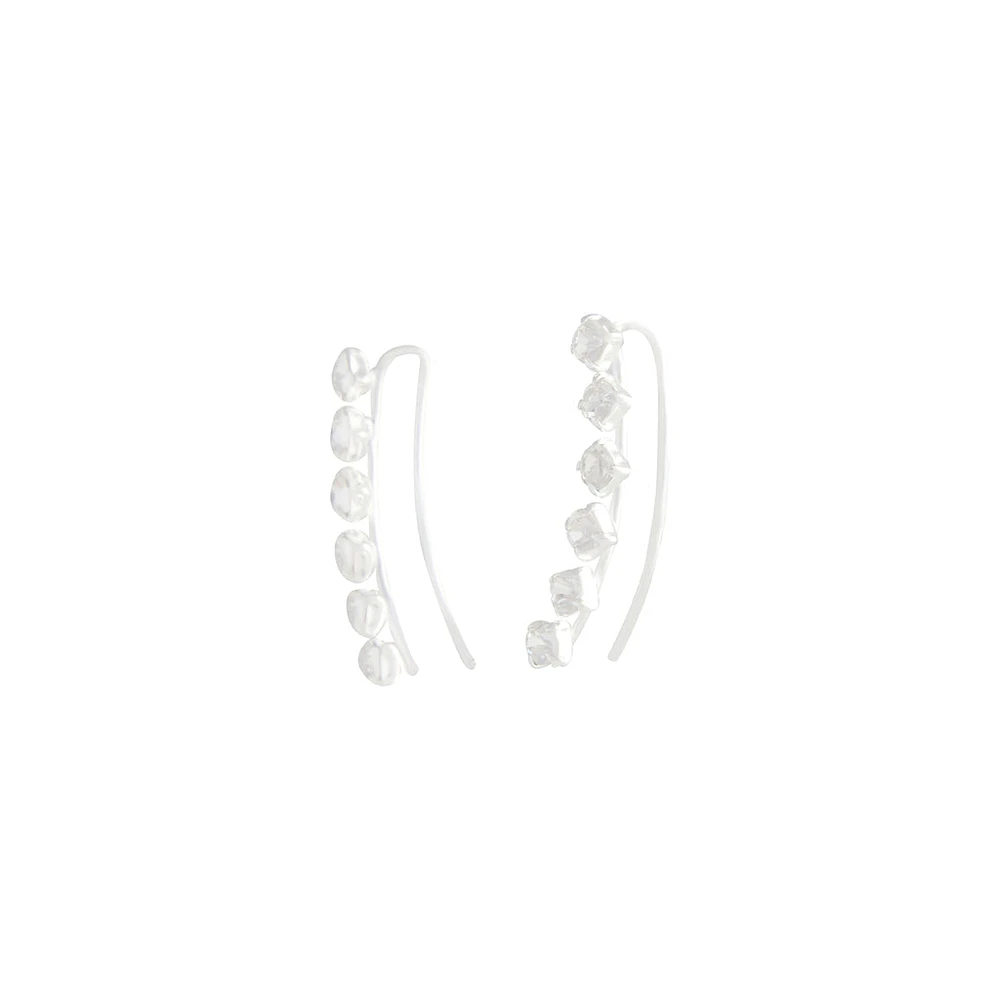 Sterling Silver Diamante Ear Pin