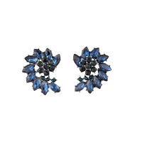 Navy Marquise Half Moon Cluster Stud