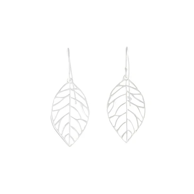 Sterling Silver Leaf Drop Earrings