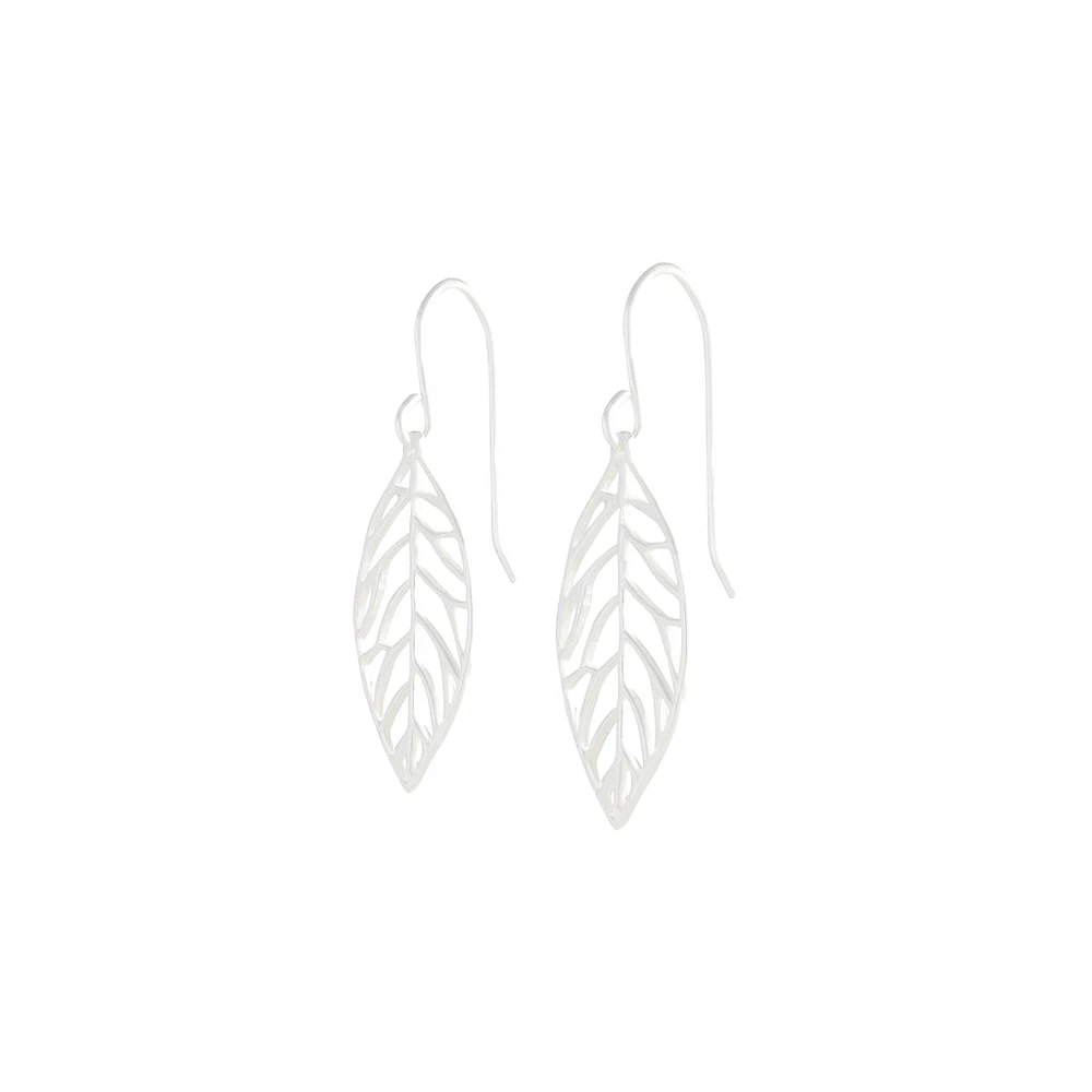 Sterling Silver Leaf Drop Earrings