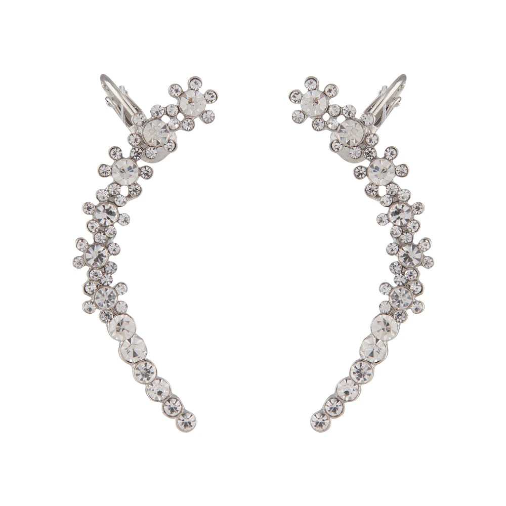 Diamante Double Flower Ear Cuff Pack