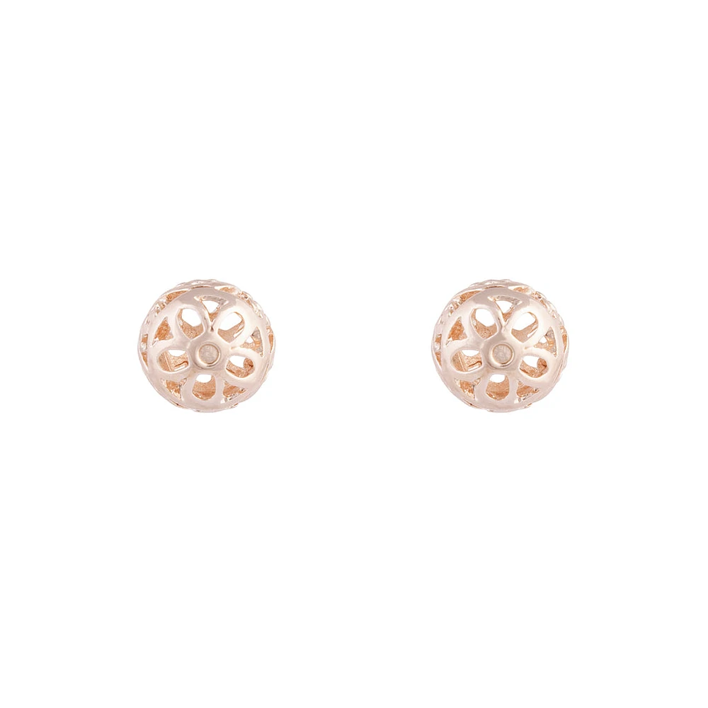 Rose Gold Filigree Ball Stud Earrings