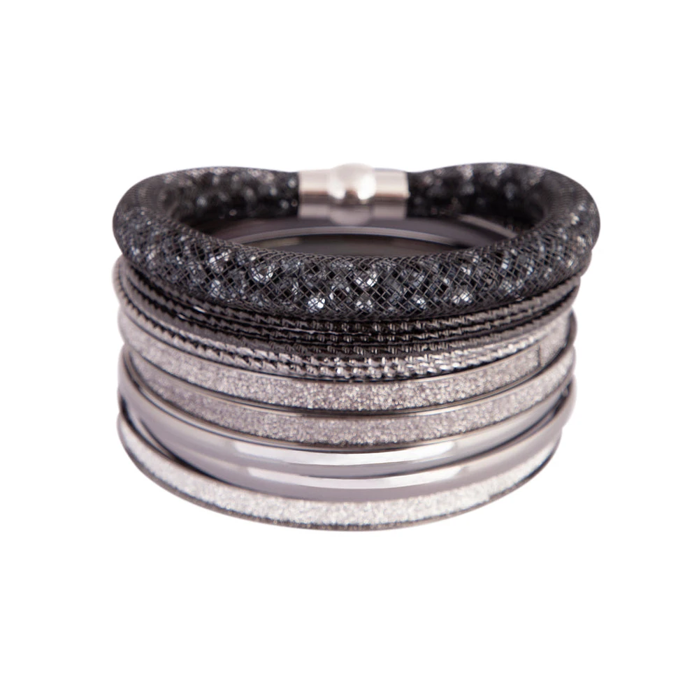 Mesh Glitter Gunmetal Black Bangle Pack