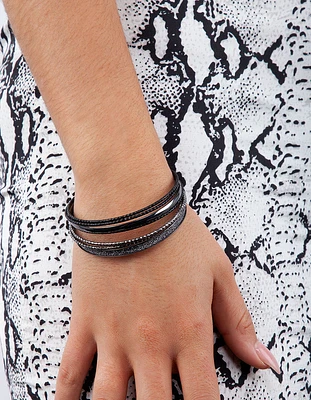 Mesh Glitter Gunmetal Black Bangle Pack