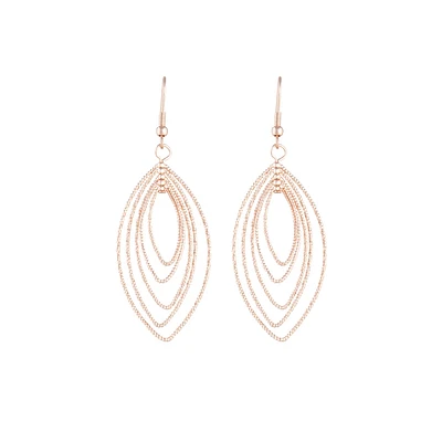 Rose Gold Textured Marquise Drop Earrings