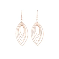 Rose Gold Textured Marquise Drop Earrings