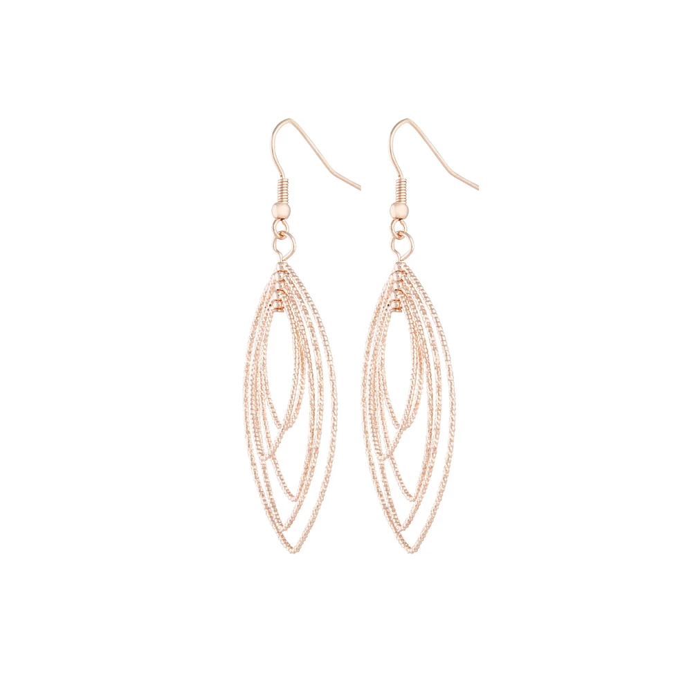 Rose Gold Textured Marquise Drop Earrings