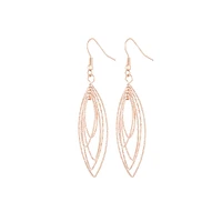 Rose Gold Textured Marquise Drop Earrings