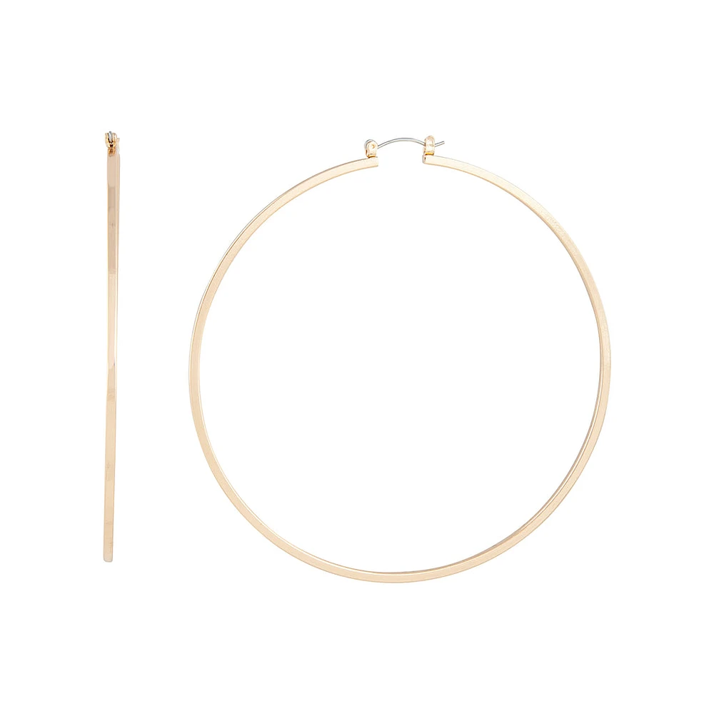 Polished Gold Large Hoop Earrings