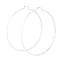 Silver Fine Large Hoop Earrings