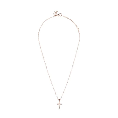 Fine Rose Gold Diamante Cross Necklace