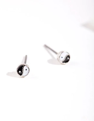 Silver Mini Yin-Yang Stud Earrings