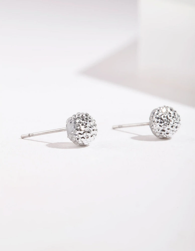 Silver Mini Fireball Stud Earrings