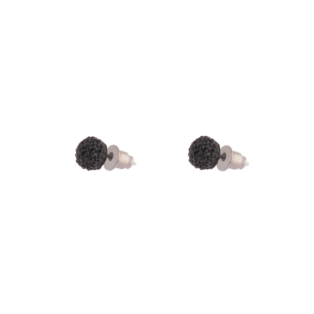 Black Mini Fireball Stud Earrings