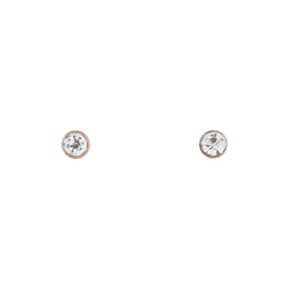 Rose Gold Diamante Very Small Stud Earrings