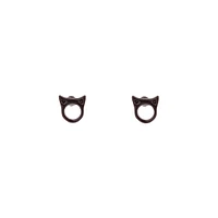 Black Little Cat Head Stud Earrings