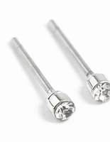 Rhodium Tiny Diamante Stud Earrings