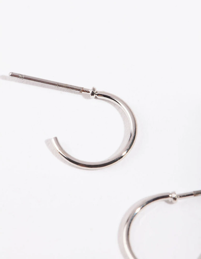 Rhodium Mini Hoop Earrings