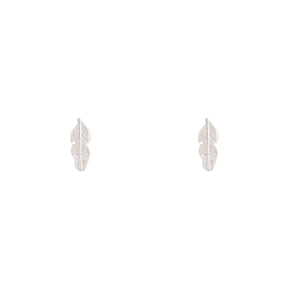 Silver Dainty Leaf Stud Earrings