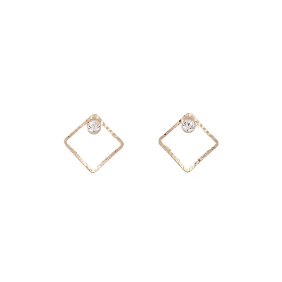 Fine Square Diamante Stud