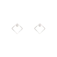 Rhodium Square Diamante Stud Earrings