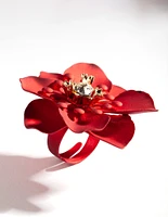 Coated Metal Art Deco 3D Flower Ring