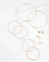 Gold Ball Knot Stud & Hoop 6-Pack