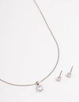 Silver Earrings & Necklace Gift Box