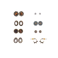 Antique Gold & Neutral 8-Pack Stud Earring