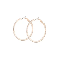 Rose Gold Single Row Diamante Hoop Earrings