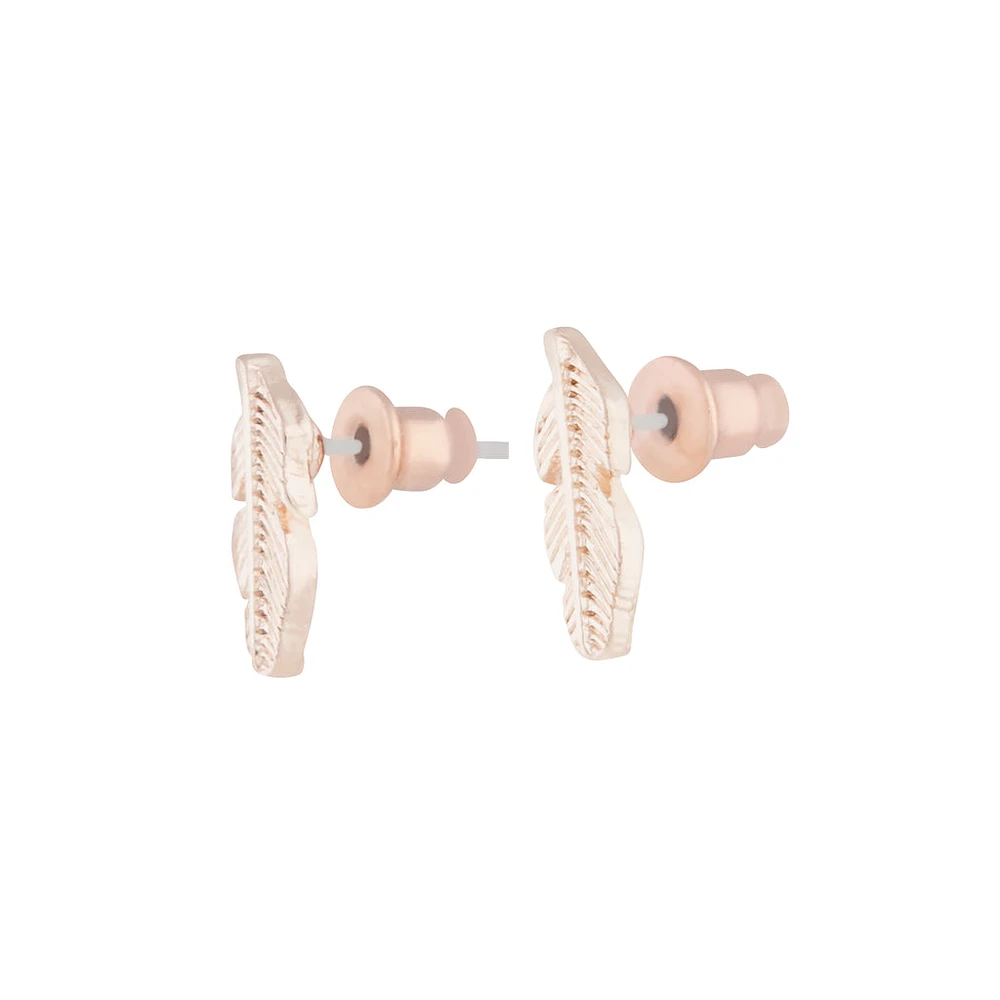 Rose Gold Dainty Leaf Stud Earrings