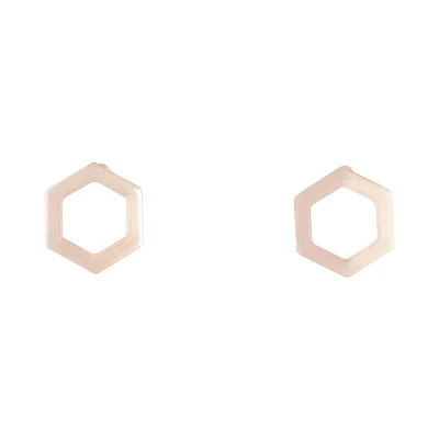 Rose Gold Open Hexagon Stud Earrings