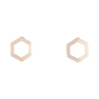 Rose Gold Open Hexagon Stud Earrings