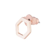 Rose Gold Open Hexagon Stud Earrings