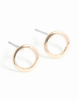 Gold Smooth Open Circle Stud Earrings